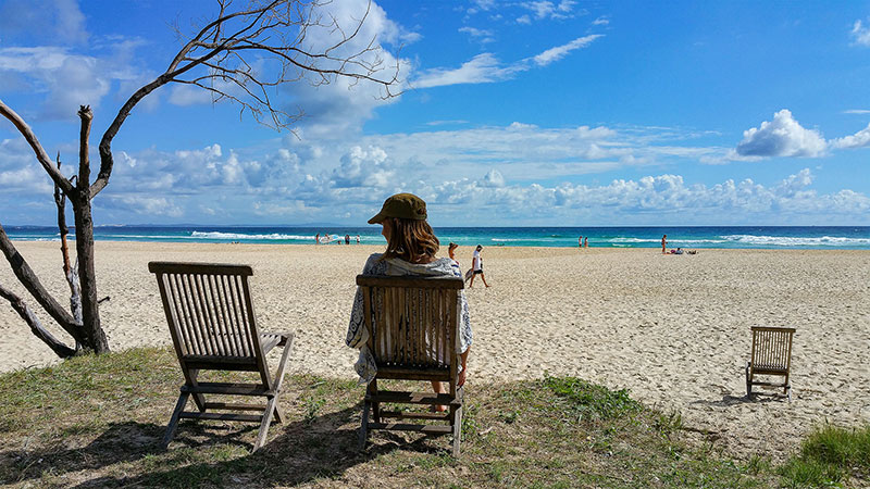 Bronwen relaxing at the beach