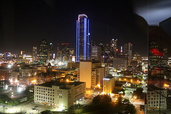 The view at night from the hotel room