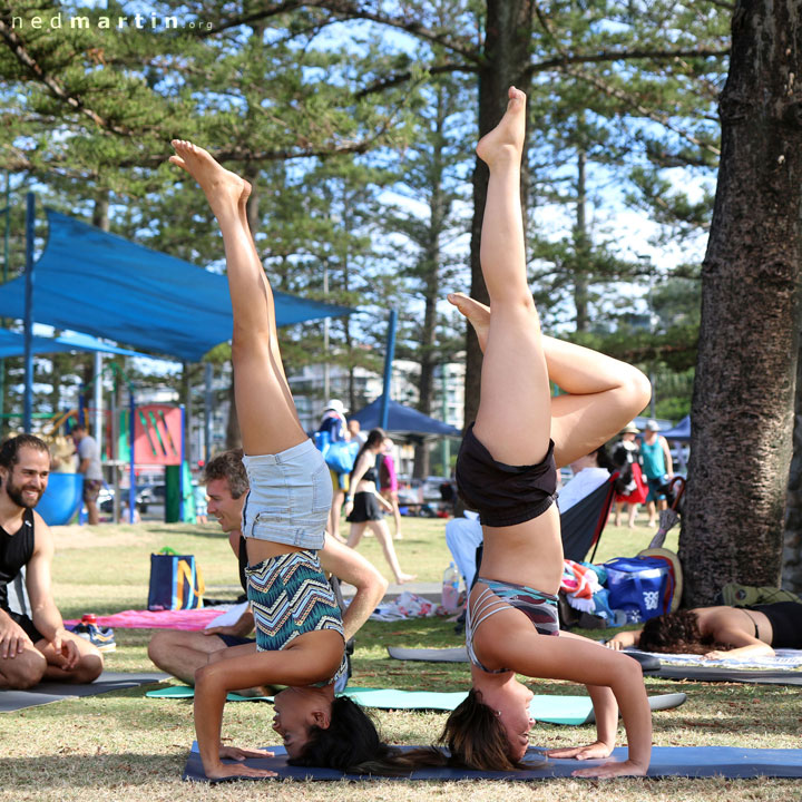 Women trying to stick their heads in the sand — with Natahlia Joy at Justins Park, Burleigh Heads