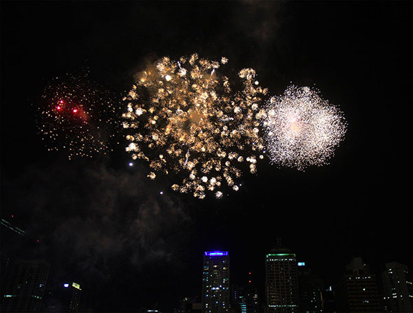 It is difficult to tell in the photograph, but this is a type of fireworks I had not seen before, which explodes into hugely dense fields of tiny lights