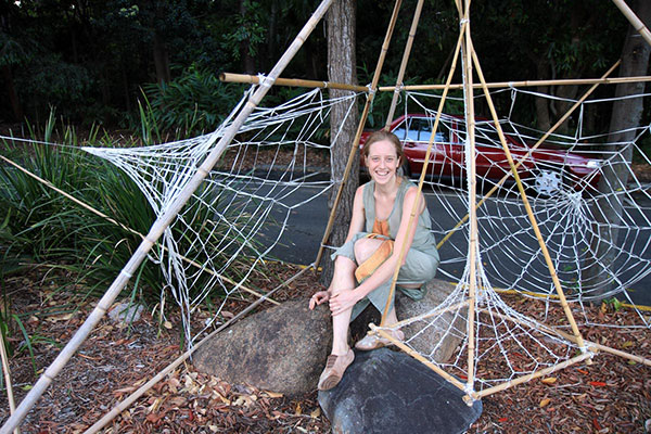 Bronwen stuck in a web, Mount Coot-Tha Botanic Gardens