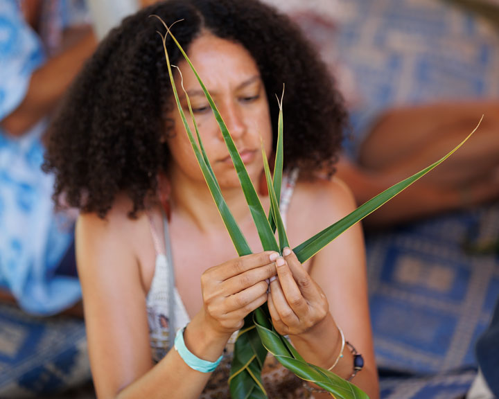 Weaving with Gabi and Aron, Micro Island Vibe Festival, Stradbroke Island