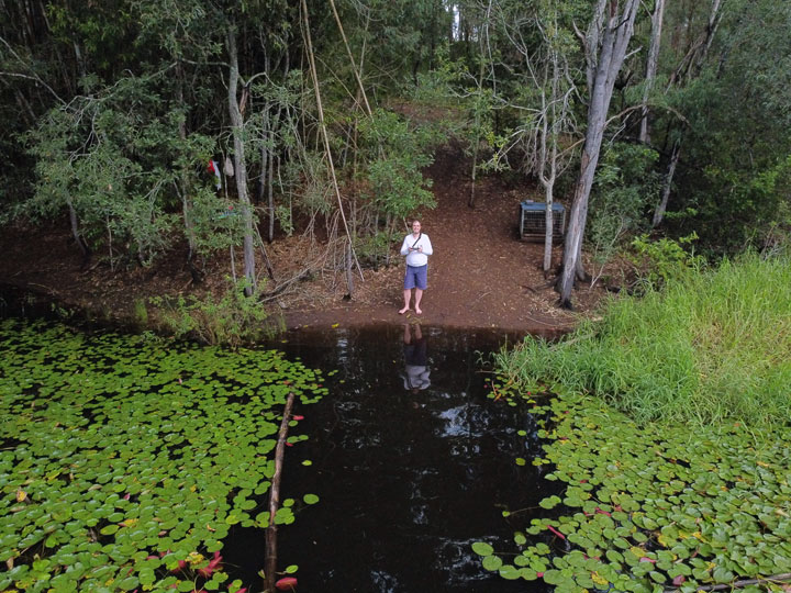 Ned flying his drone, Enoggera Reservoir