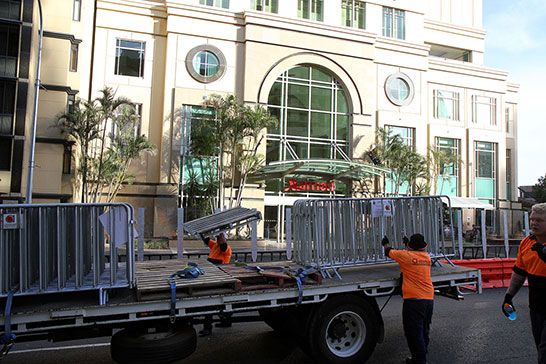 Moments after Obama left people began pulling down the fencing around The Marriot, where he spent the night