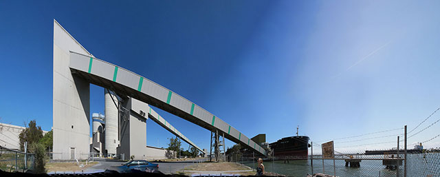 A ship loading coal