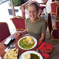 Bronwen eating lunch at Halim’s