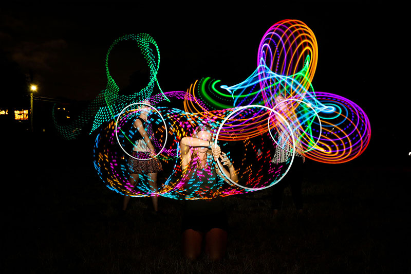 Dee hooping at the West End Fire Festival