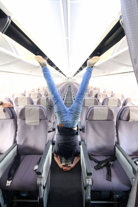 Take care when opening the overhead luggage lockers, as baggage may have shifted and you could fall on your head