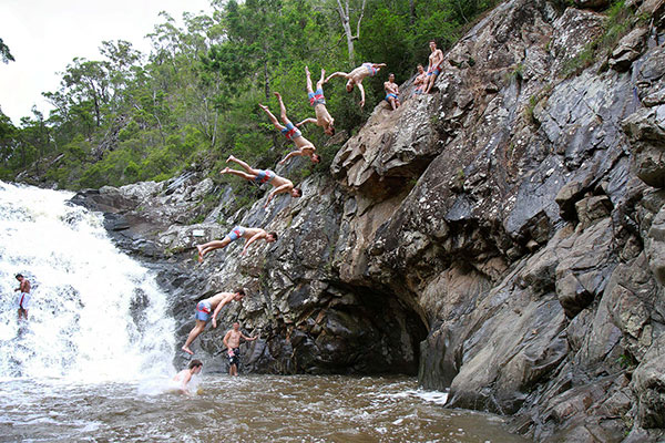 Some impressive back-flips into the water were performed