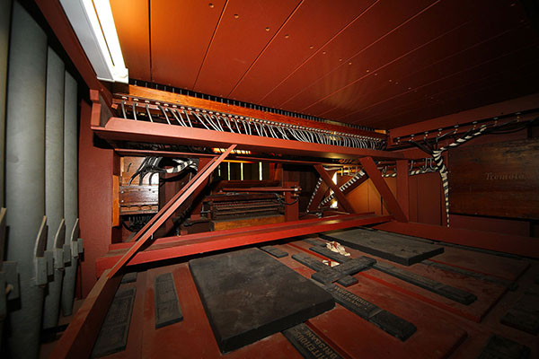 The inside of the organ in St. Brigid’s Church