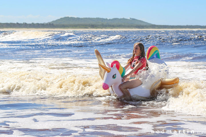 Bronwen riding her unicorn to safety