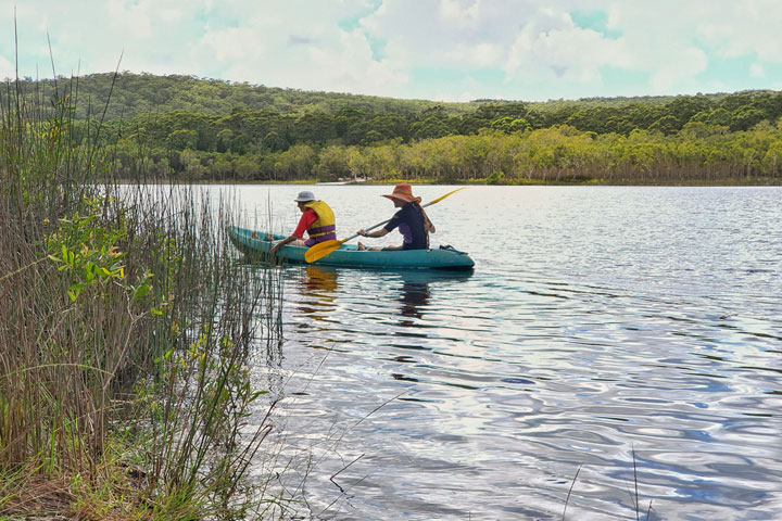 Bronwen & Sarah canoeing at Brown Lake