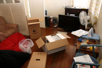 Unpacking and setting up the new speakers