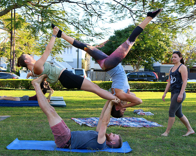 A strange way to relax in a park