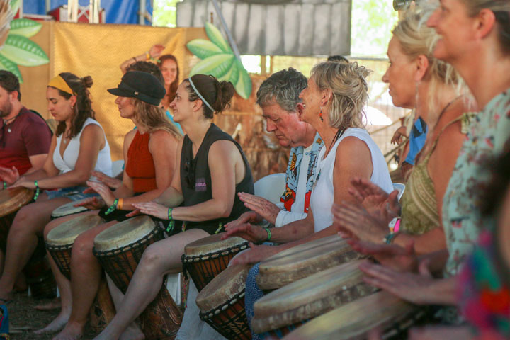 Elliott Orr Drumming Workshop at Irie Top, Island Vibe Festival 2019, Stradbroke Island