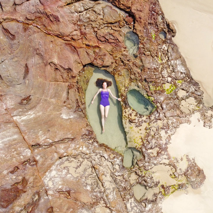 Bronwen in a rock pool, Stradbroke Island