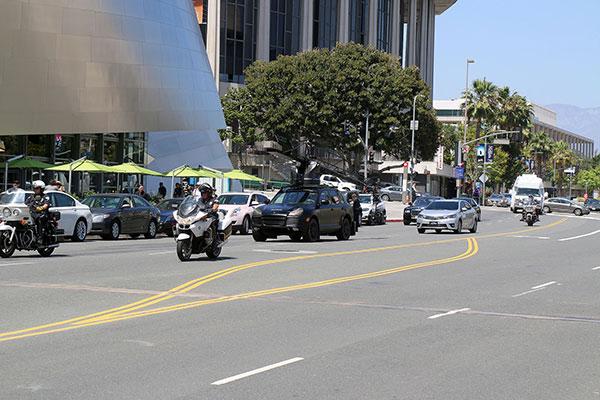 Filming something (an advertisement for the car I assume) on the streets of LA