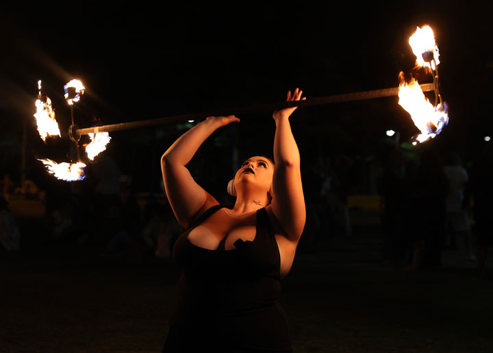 Kaitlyn, Fire twirling at Burleigh Bongos