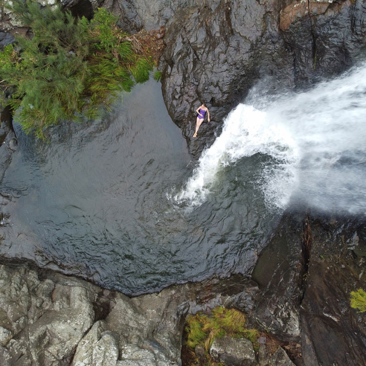 Bronwen swimming at Cedar Creek Falls