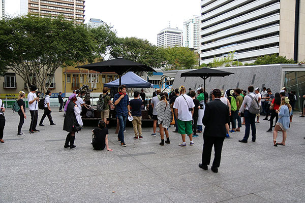 The small group gathered for the speaches after the march