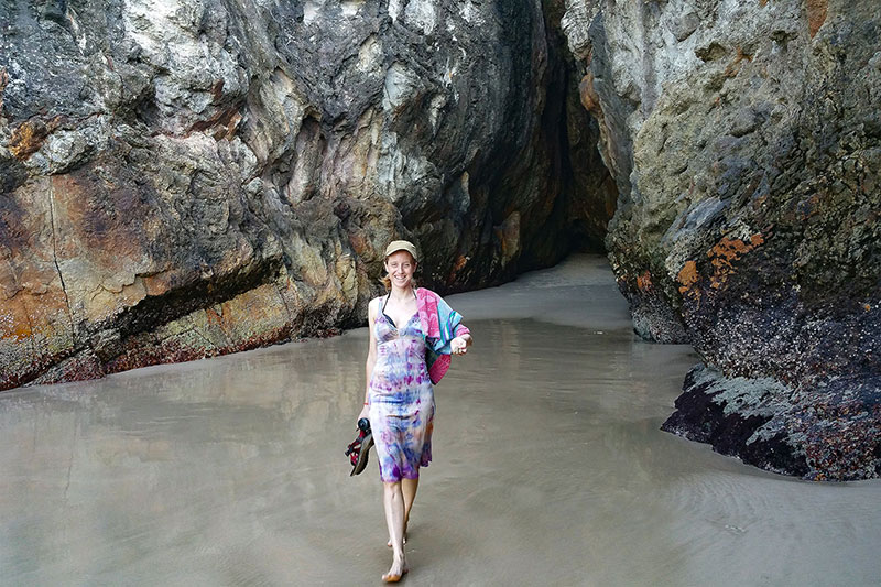 Bronwen leaving the mystical low tide cave