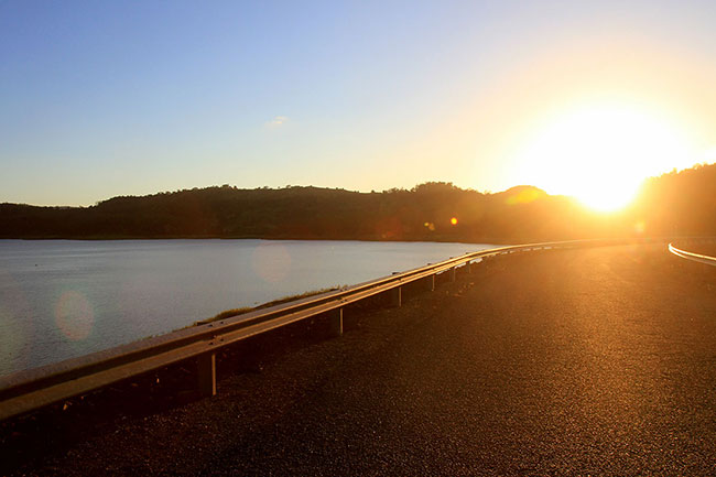 Sun setting over Lake Baroon