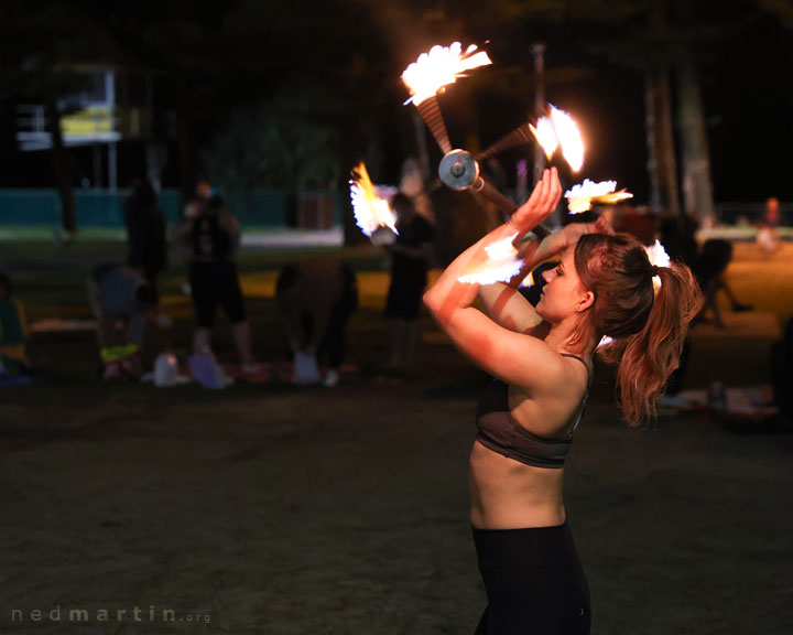 Fire twirling at Burleigh Bongos