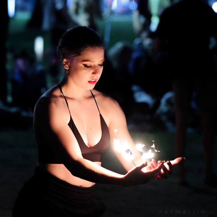 Fire twirling at Burleigh Bongos