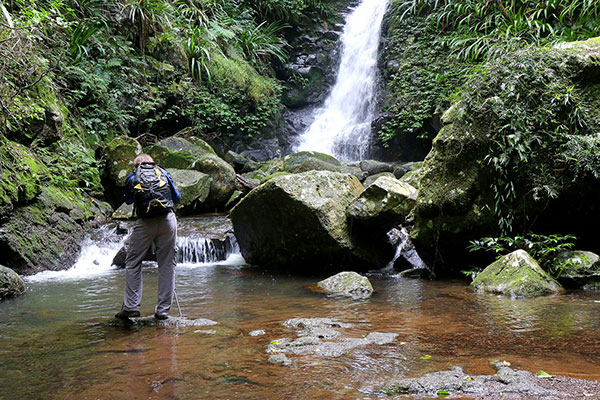 Maz photographs a waterfall