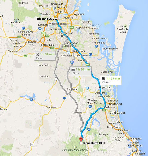 The drive from Brisbane to Binna Burra