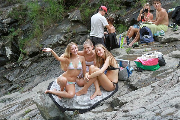 I like the expression on the face of the man in the background, as he watched someone jump into the water