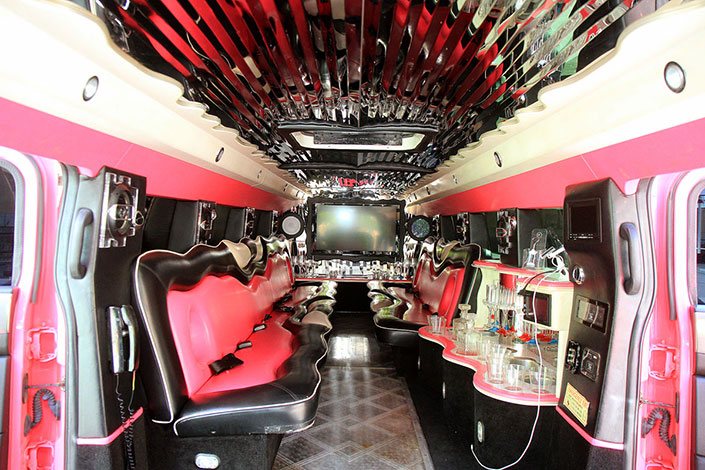 The inside of a Stretch Hummer