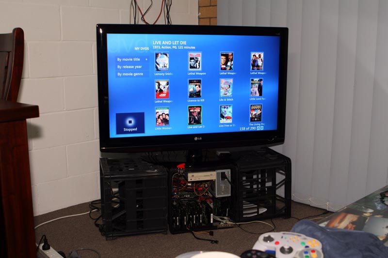 The original XP Media Centre interface, shown here on Maz’s milk crate media centre (circa 6th November, 2008)