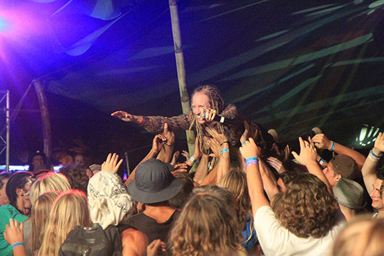 The closing act crowd surfs at Island Vibe Festival (Hugo & Treats)