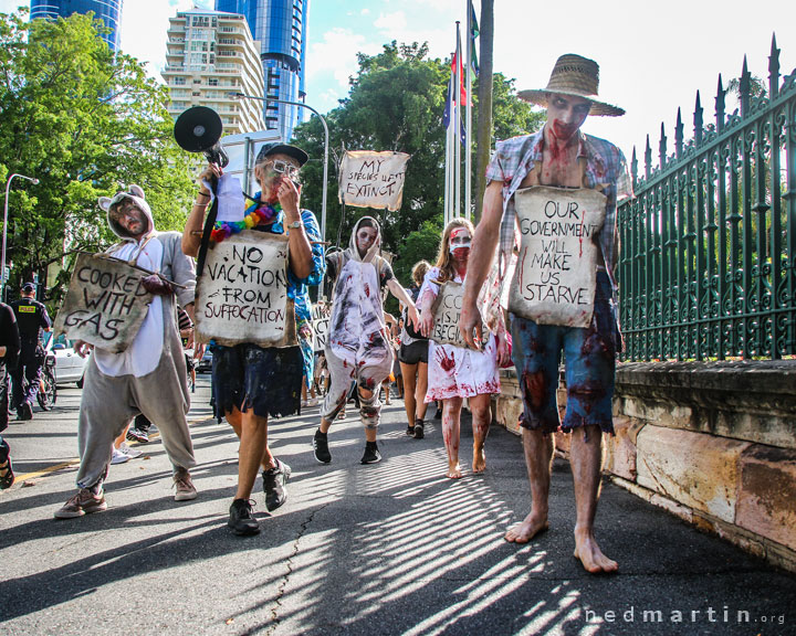 Zombies of the Climate ApoCOALypse, Extinction Rebellion protest, Speakers Corner, Brisbane