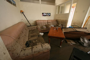 The living room at the start of the clean-up