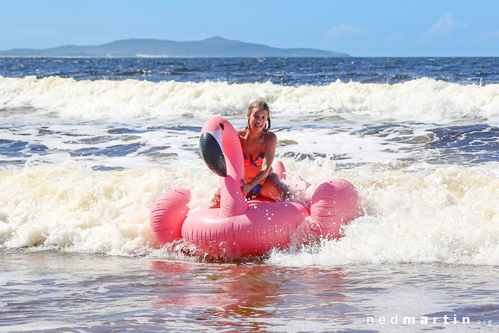 Jacqui wondering if women can ride flamingos