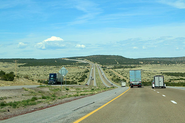 The highway rolled through the countryside