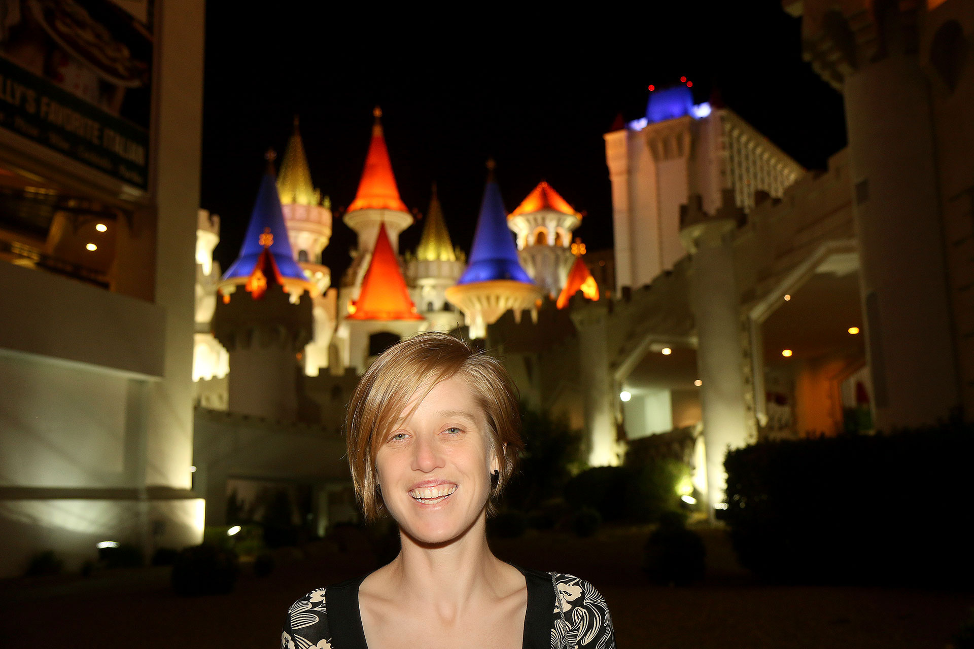 Bronwen in front of The Excalibur, Las Vegas