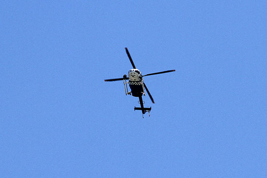 A police helicopter was in the air at all times