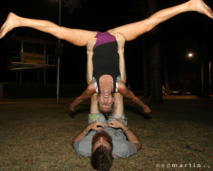 Tanya practising being elegant — with James Maxwell & Tanya Hutchins at Justins Park, Burleigh Heads