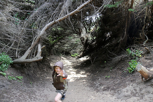 Bronwen pretending to be a gnarled tree