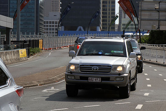 Cars leading Obama’s motorcade