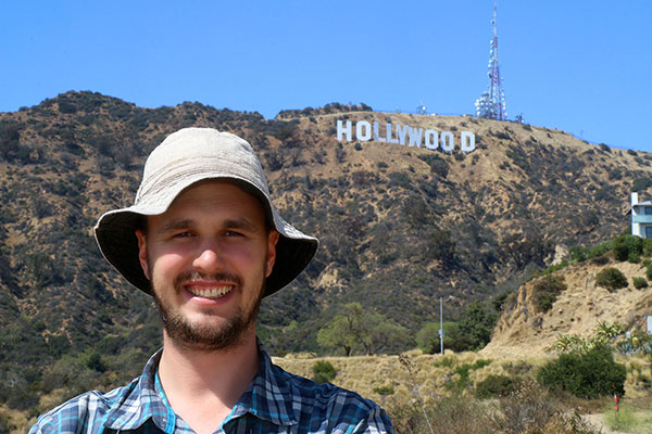 Ned at the Hollywood sign