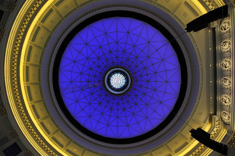 The ceiling inside City Hall