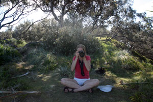 Bronwen playing with her new camera on Stradbroke Island