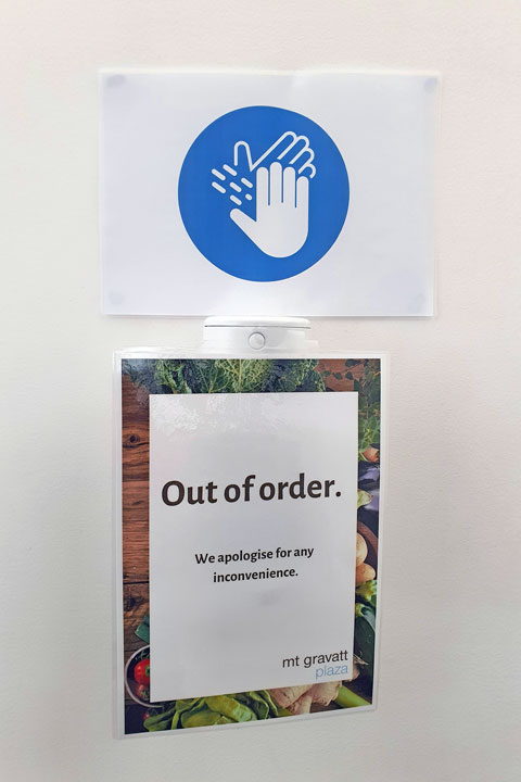 Hand sanitiser out of order