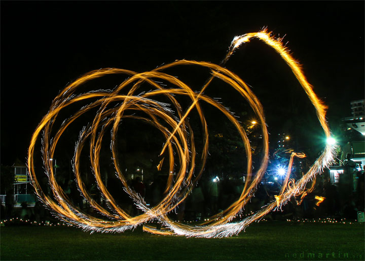 Fire twirling at Burleigh Bongos