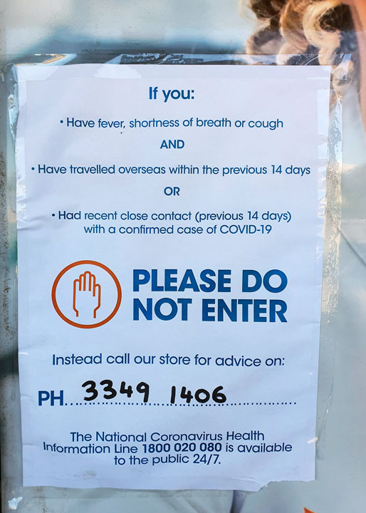 Coronavirus signage in local shops