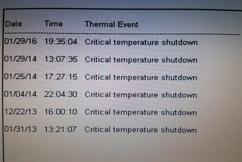 Thermal events on my laptop
